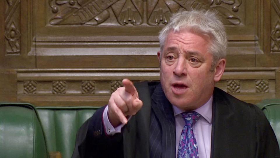 Bercow blev nærmest en berømthed, da diskussionerne om brexit i Underhuset i parlamentet var på sit højeste. Her råbte han "order, order", da han skulle få parlamentet til ro under de ophedede debatter. (Arkivfoto). <i>Reuters Tv/Reuters</i>