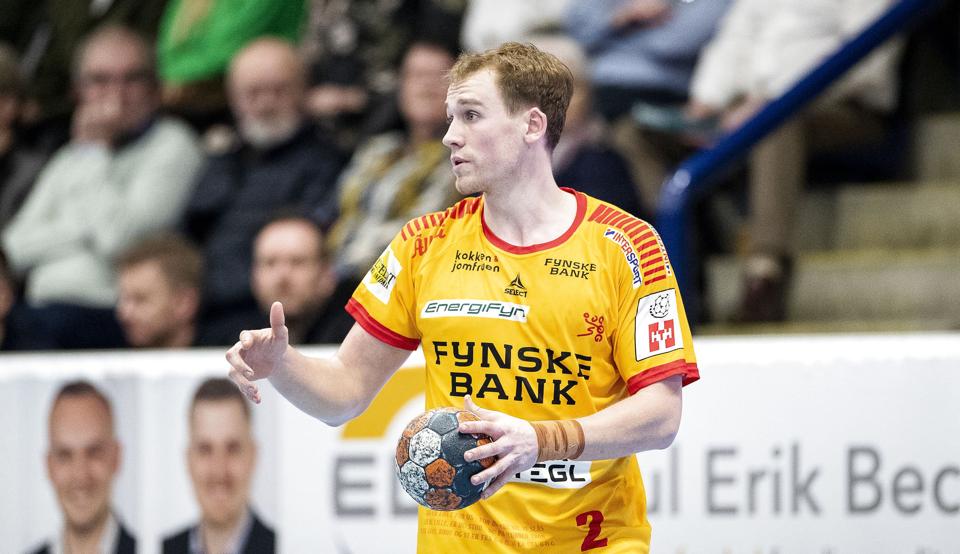 Simon Pytlick lavede fem mål i udekampen mod Lemgo. Fotoet her er fra en ligakamp mod Bjerringbro-Silkeborg. <i>Johnny Pedersen/Ritzau Scanpix</i>