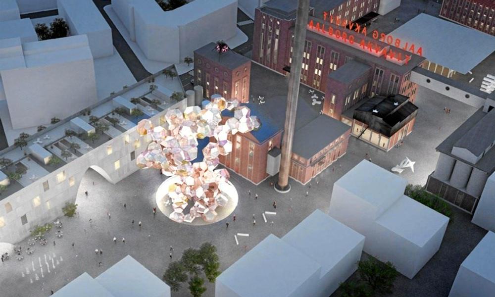 Tomás Saracenos kunstværk Cloud City - oprindelig tænkt med 68 glasmoduler på hver 4,5 m i diameter - skulle ifølge planerne være omdrejningspunktet i det nye Spritten-område.