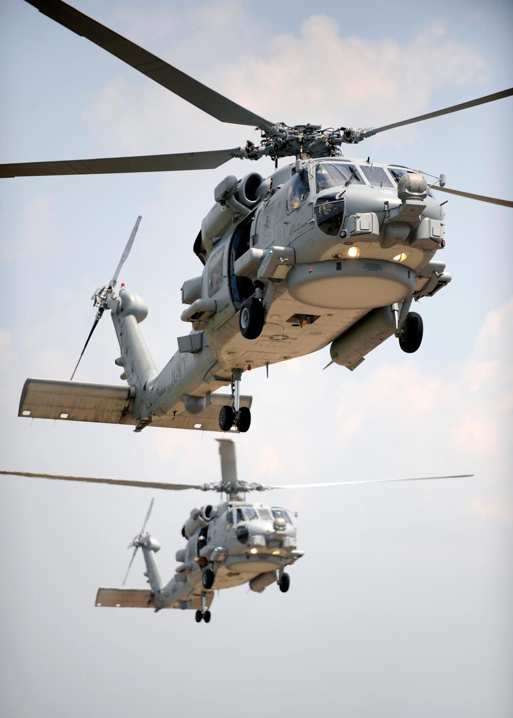 Her ses tre Seahawk-helikoptere fra det danske forsvar. Foto: