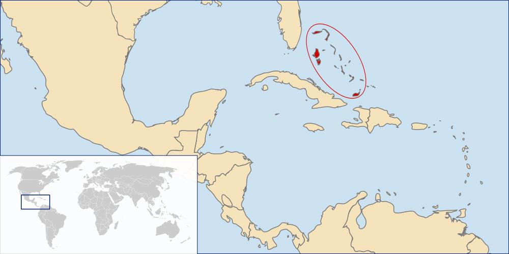 Øgruppen Bahamas ligger i et område nord for Cuba og vest for Florida. Øgruppen Bahamas ligger i et område nord for Cuba og vest for Florida.