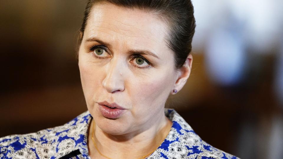 Statsminister Mette Frederiksen afholder kort pressemøde efter spørgetime i Folketingssalen. <i>Mads Claus Rasmussen/Ritzau Scanpix</i>