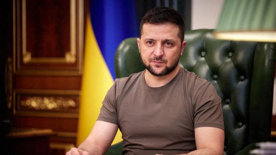 Ukraines præsident befinder sig angiveligt fortsat i den ukrainske hovedstad Kyiv. <i>Str/Ritzau Scanpix</i>