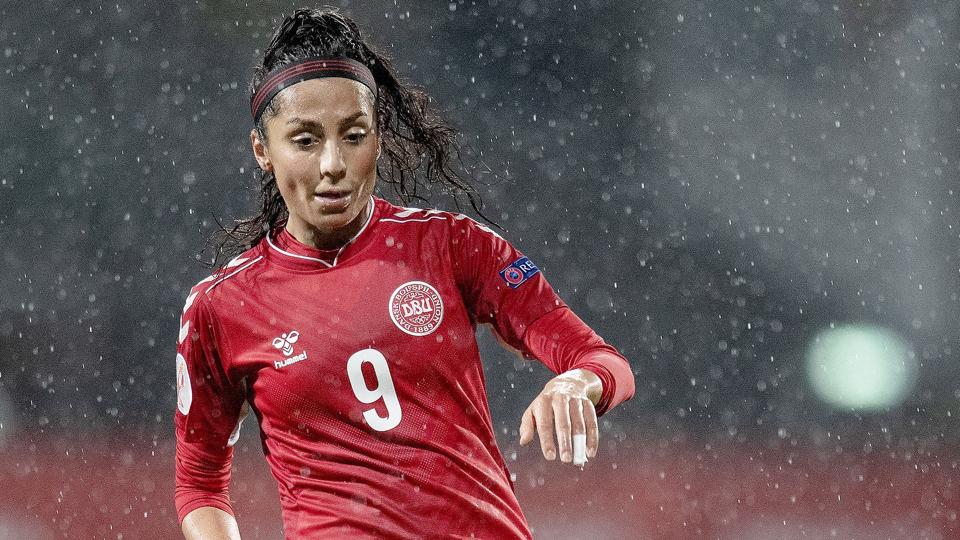 Nadia Nadim meldte fredag ud, at hun skal være officiel ambassadør for VM i Qatar. Brugere på de sociale medier undrede sig dog og kaldte opslaget for en aprilsnar. (Arkivfoto). <i>Bo Amstrup/Ritzau Scanpix</i>