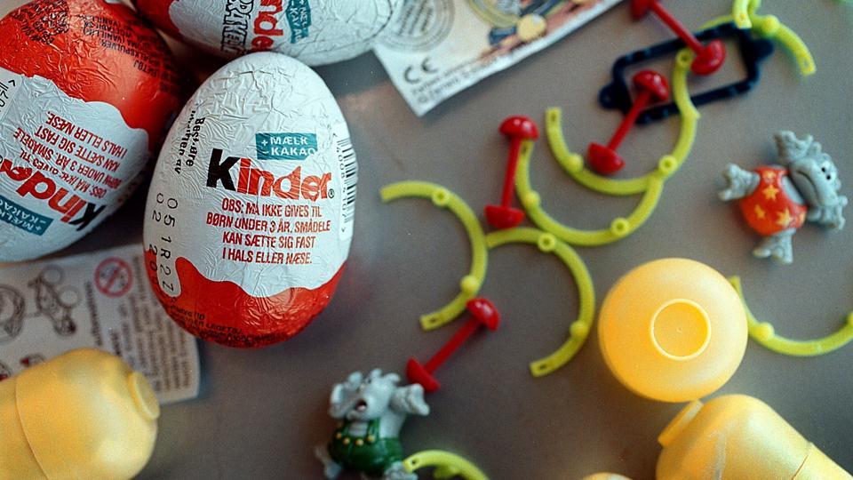 Kinder Surprise, også kendt som Kinderæg, er et af de Kinder-produkter, der tilbagekaldes. (Arkivfoto). <i>Søren Bidstrup/Ritzau Scanpix</i>