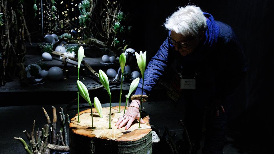 Udstillingen "Håb, Naturens stemme" var i Påsken i fare for at blive lukket permanent, fordi blomsterkunstneren Johnny Haugaard ikke havde godkendelserne på plads. Nu er der kommet mere smidige regler for midlertidige indendørs arrangementer - og blomsterudstillingen i Hurup var anledningen til det. <i>Arkivfoto: Bo Lehm</i>