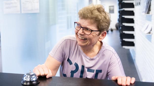Endnu en sejr over handicappet. Lene Nielsen er i sit livs form og venter bestemt at forbedre den. <i>Foto: Kim Dahl Hansen</i>