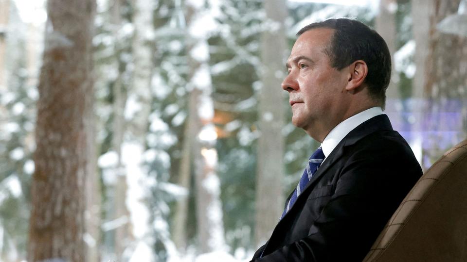 Den tidligere russiske præsident Dmitrij Medvedev siger, at Ruslands grænser må styrkes, hvis Finland og Sverige tilslutter sig Nato (Arkivfoto). <i>Sputnik/Reuters</i>