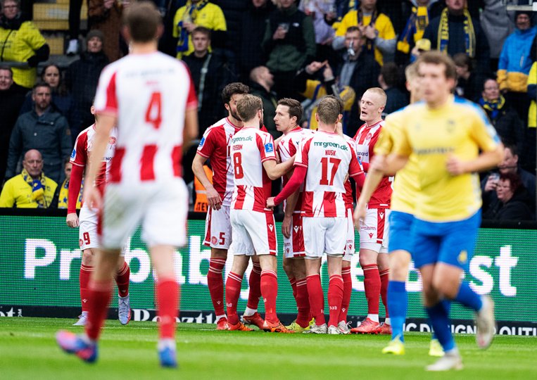 AaBs Louka Prip scorede på straffespark i superligakampen på Brøndby Stadion mellem Brøndby IF og AaB. <i>Foto: Claus Bech/Ritzau Scanpix</i>