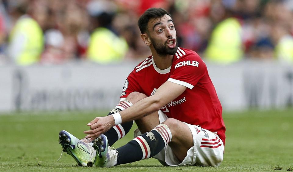 Bruno Fernandes spillede som sædvanlig hele kampen, da Manchester United i weekenden besejrede Norwich i Premier League. <i>Craig Brough/Reuters</i>