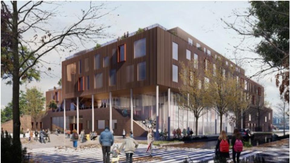 Aalborg Kommune skal nu finde ekstra penge til en række kommende byggerier, som Børne- og Ungeuniverset i Nørresundby. <i>Illustration: Aalborg Kommune</i>