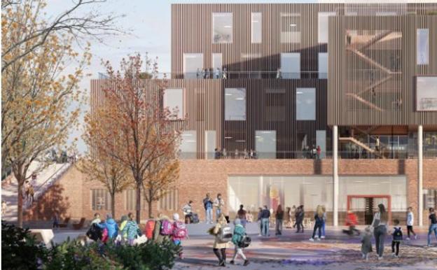 Børne- og Ungeuniverset ventes at stå klar primo 2025. <i>Illustration: Aalborg Kommune</i>