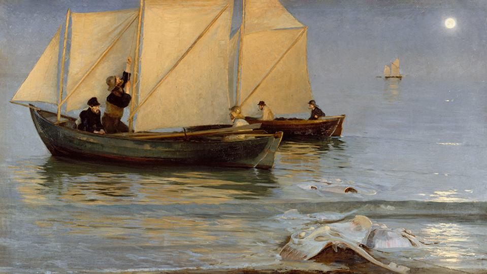 Krøyers værk "Sildig sommeraften" fra 1884 er et af de mange malerier, der kan ses på Skagen Kunstmuseer på udstillingen "Franske fristelser og nordiske toner". <i>PR-foto</i>