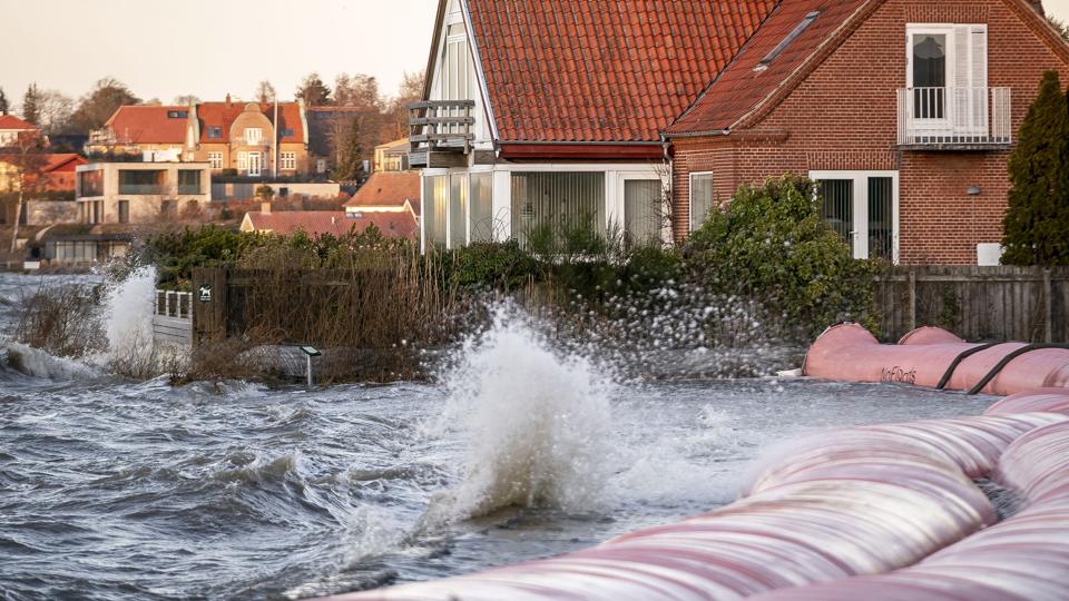 Forhøjet vandstand som følge af stormen Malik, som det ses her i Roskilde Fjord, har kunne aflæses i forsikringsselskabernes regnskaber for første kvartal. For Topdanmark kostede Malik 100 millioner kroner(Arkivfoto). <i>Mads Claus Rasmussen/Ritzau Scanpix</i>