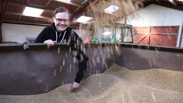 Det holder prisen på æg nede, at Grøntsagsgården selv kan producere det korn, som hønsene spiser. <i>Foto: Bente Poder</i>