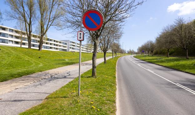 På Byplanvej er der en skillerabat mellem vejen og cykelstien. Men en skillerabat kan også være langt mindre og ligge på en almindelig villavej. <i>Foto: Kim Dahl Hansen</i>