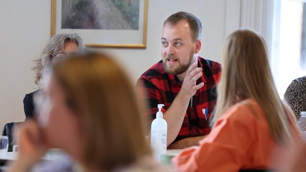 Rasmus Sundby og kollegaerne fra Brønderslev Kommune kom med input til ministeren. <i>Foto: Bente Poder</i>