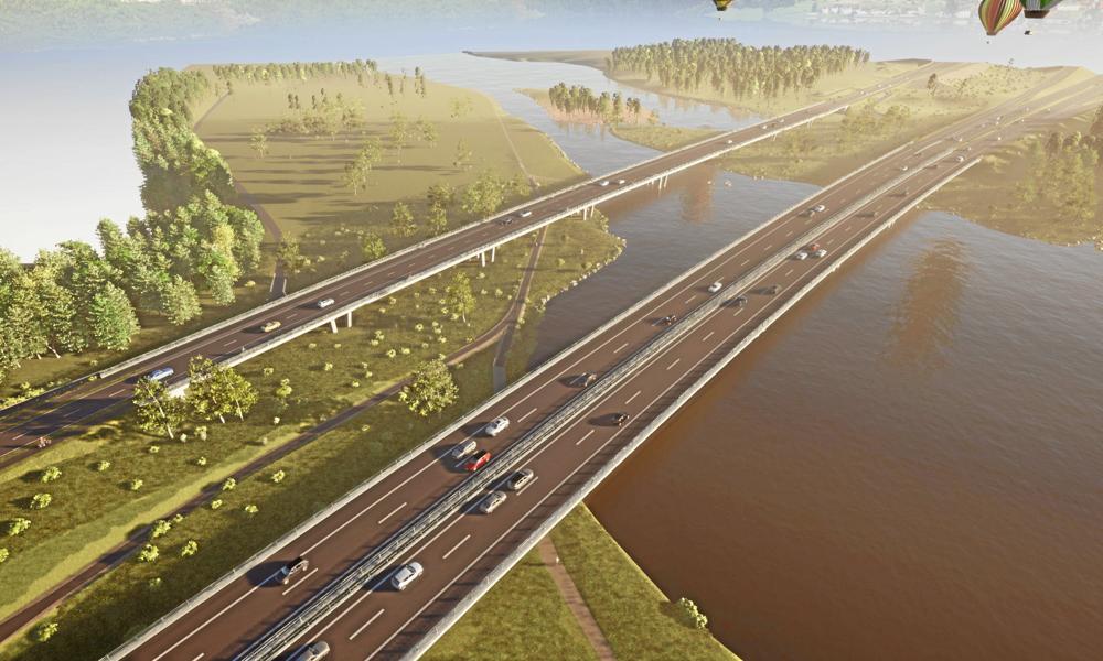 Ringvejsbro over Gudenåen ved Silkeborg, som MT Højgaard står bag med Rambøll som rådgiver. Ringvejsbro over Gudenåen ved Silkeborg, som MT Højgaard står bag med Rambøll som rådgiver.