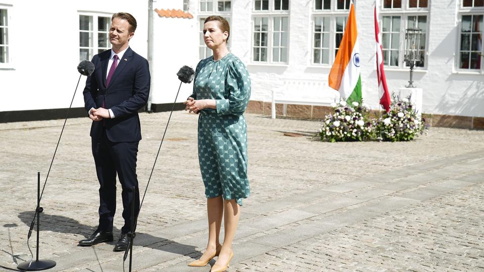 Indien skal have et alternativ til at samarbejde med Rusland, siger statsminister Mette Frederiksen (S) på et kort pressemøde, i forbindelse med at den indiske premierminister. Narendra Modi, besøger Danmark. <i>Martin Sylvest/Ritzau Scanpix</i>