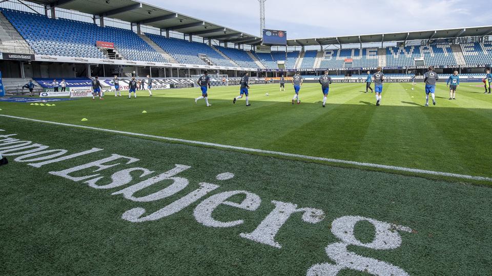 Esbjerg lukkede sit fanafsnit i den første kamp efter balladen på tilskuerpladserne. (Arkivfoto). <i>John Randeris/Ritzau Scanpix</i>