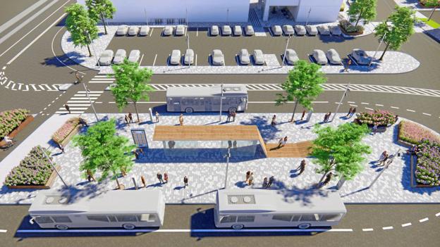 Sådan kommer den ny bus-ø til at se ud. <i>Illustration: Brønderslev Kommune</i>