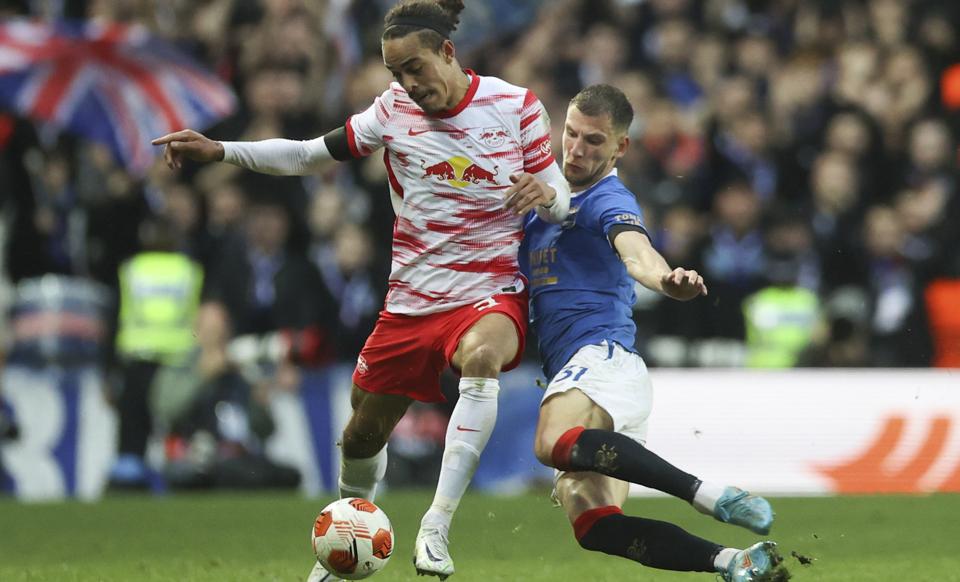 Yussuf Poulsen og co. skal nu koncentrere sig om Bundesligaen og den tyske pokalfinale. <i>Jan Woitas/Ritzau Scanpix</i>