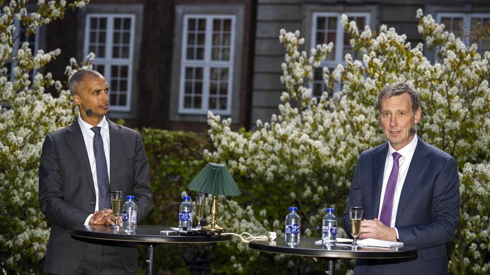 Justitsminister Mattias Tesfaye overtager fra Nick Hækkerup ved ministeroverdragelse tidligere på ugen i Justitsministeriet. <i>Martin Sylvest/Ritzau Scanpix</i>