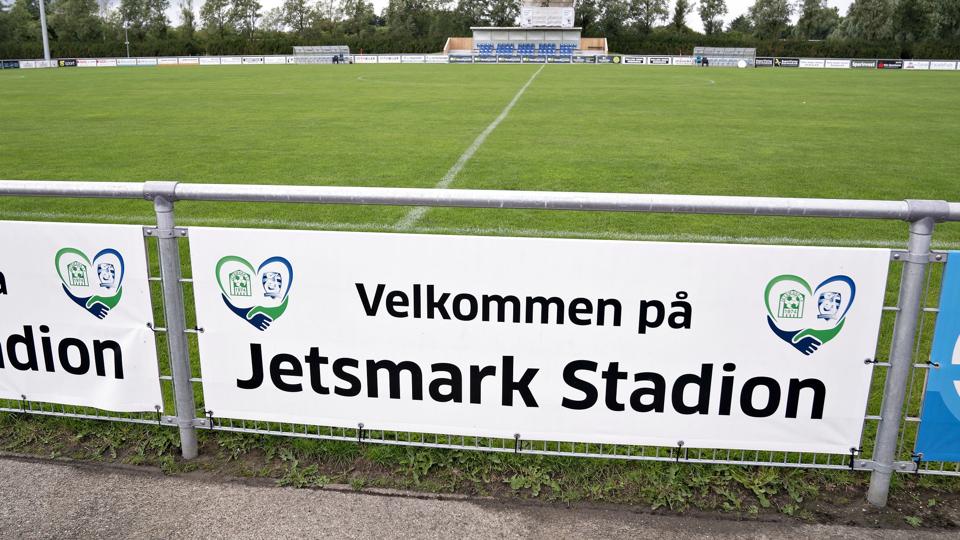 Det ydmyge Jetsmark Stadion er hjemmebane for Jammerbugt FC i 1. division. <i>Henning Bagger/Ritzau Scanpix</i>