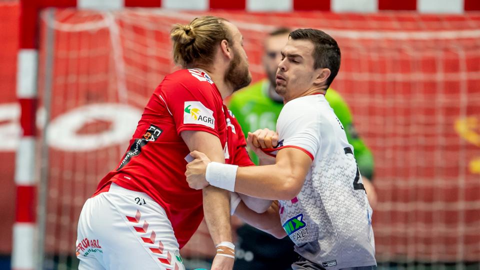 I sæsonen 2019/2020 var Henrik Møllgaard og Aalborg Håndbold i pulje med Rasmus Lauge og Veszprém i Champions League og vandt overraskende i Ungarn. <i>Arkivfoto: René Schütze/Ritzau Scanpix</i>