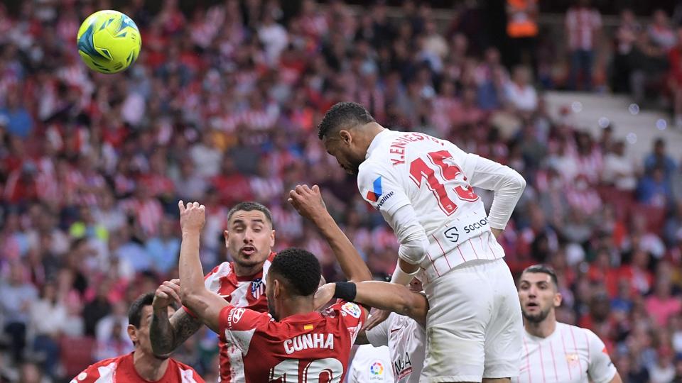 Youssef En-Nesyri sikrede med sit mål Sevilla mindst en fjerdeplads i La Liga. <i>Jose Jordan/Ritzau Scanpix</i>