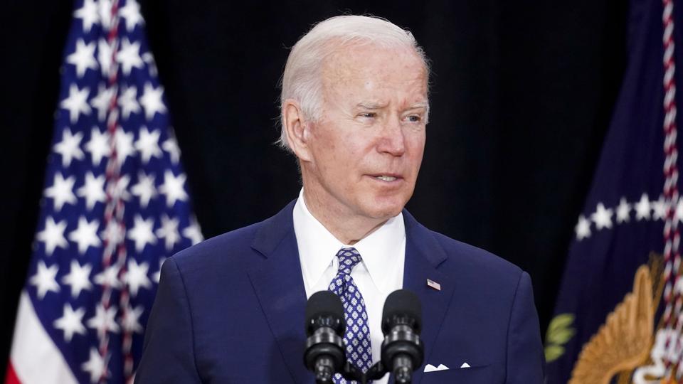 Joe Biden var tirsdag på besøg i Buffalo, hvor ti mennesker lørdag blev skudt og dræbt. <i>Andrew Harnik/Ritzau Scanpix</i>