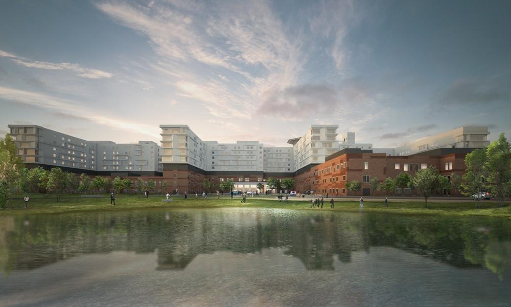 Det færdige Sjællands Universitetshospital, som det vil se ud i 2025. Det færdige Sjællands Universitetshospital, som det vil se ud i 2025.