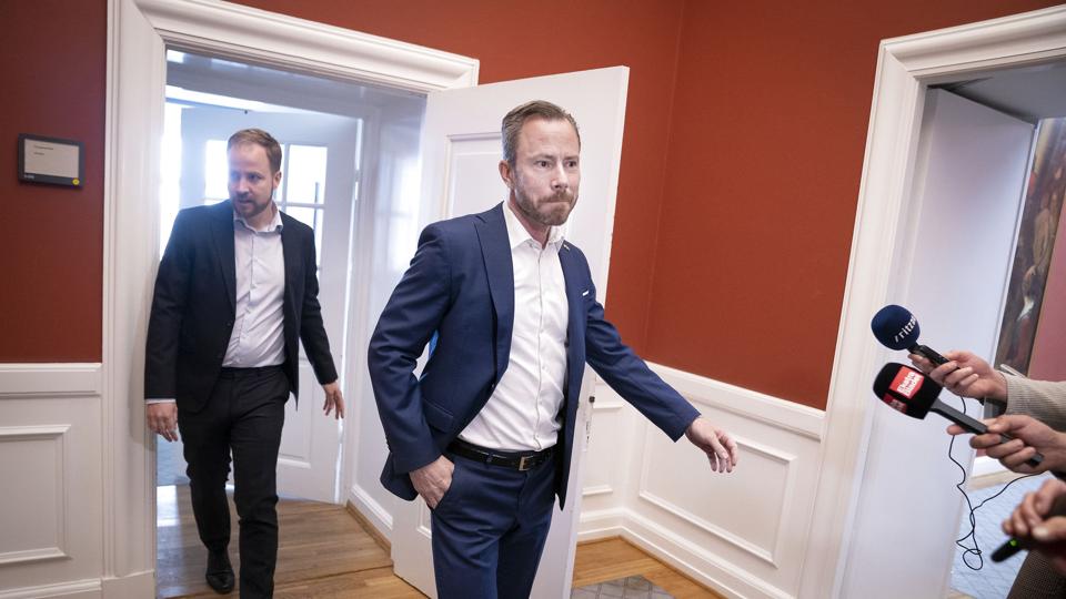 Venstres formand, Jakob Ellemann-Jensen, efter Venstres gruppemøde på Christiansborg. <i>Liselotte Sabroe/Ritzau Scanpix</i>