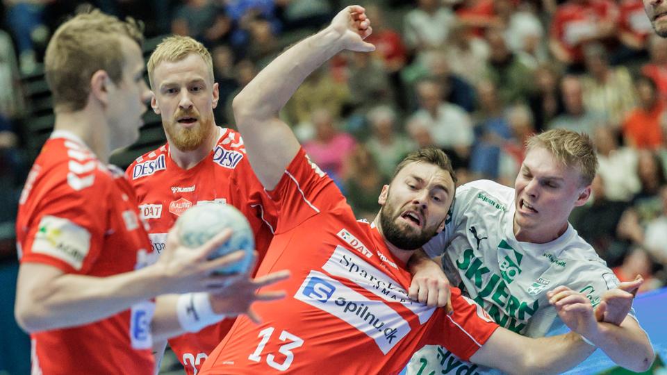 Aalborg Håndbold mødte søndag Skjern Håndbold i HTH Herreligaens slutspil. Aalborg 22. maj 2022 <i>Foto: Martin Damgård</i>