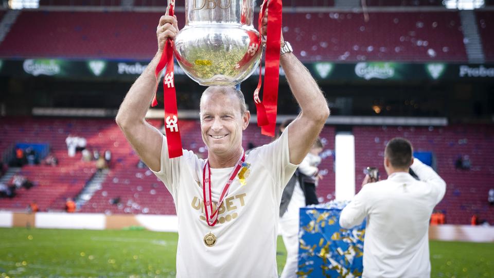 FC København-træner Jess Thorup har haft en vanskelig sæson, men det lykkedes trods alt at hente DM-guldet. <i>Liselotte Sabroe/Ritzau Scanpix</i>