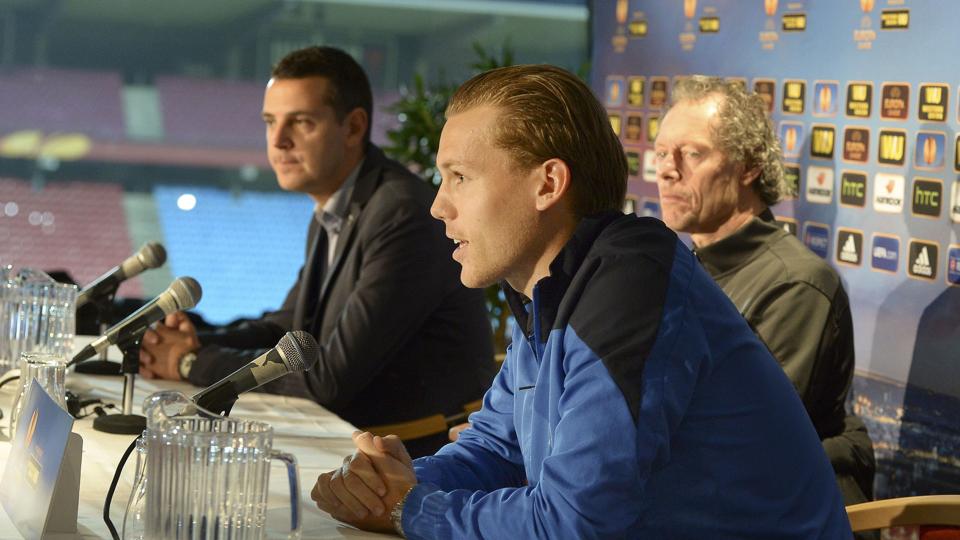 Træner Michel Preudhomme (til højre) fortæller, at Burgge allerede har nået deres europæiske mål. Foto: Michael Bygballe <i>Michael Bygballe</i>