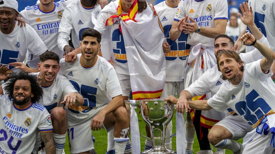 Real Madrid har allerede vundet det spanske mesterskab i denne sæson. Søndag møder klubben Liverpool i Champions League-finalen. <i>Bernat Armangue/Ritzau Scanpix</i>