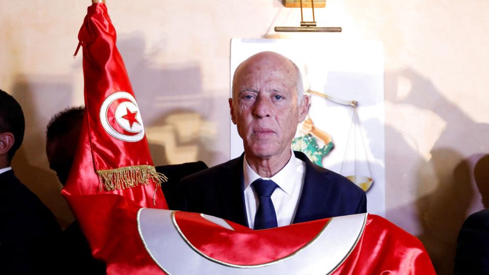 Tunesiens præsident, Kais Saied, beskyldes af modstandere for at være i gang med et statskup. (Arkivfoto). <i>Zoubeir Souissi/Reuters</i>