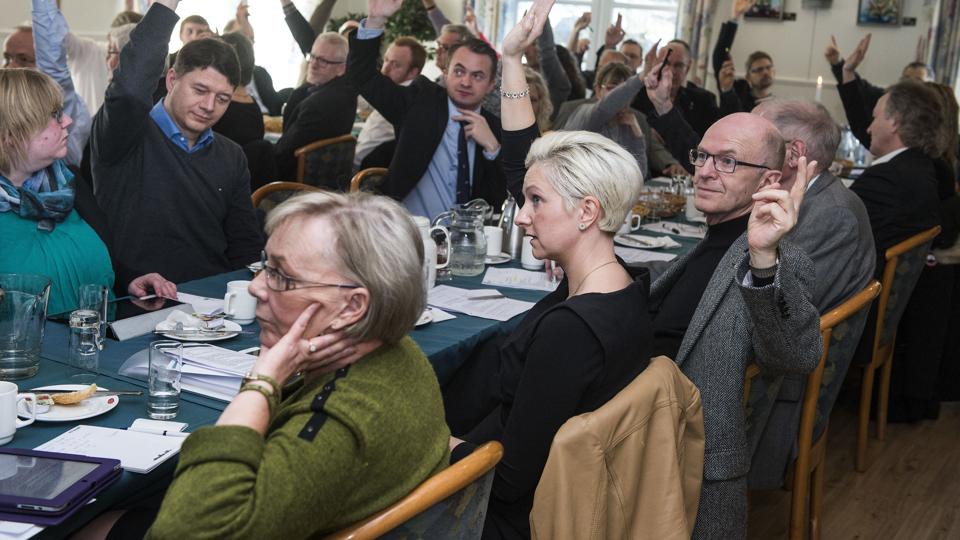 Et halvt hundrede nordjyske konservative deltog i gårsdagens storkredsgeneralforsamling i Aabybro. Foto: Henrik Bo <i>Foto: Henrik Bo</i>