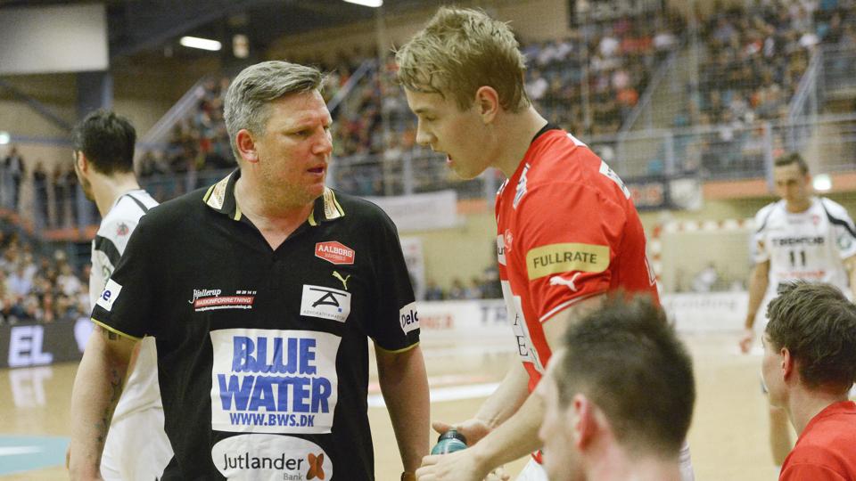 Træner Nikolaj Jacobsen og Aalborg Håndbold er videre i pokalturneringen. Foto: Grete Dahl