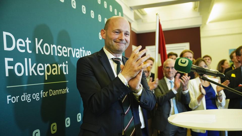De Konservative holder valgfest på Christiansborg i København, hvor partiformand Søren Pape Poulsen holder tale. <i>Martin Sylvest/Ritzau Scanpix</i>