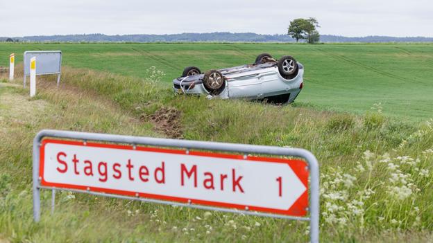 Trafikuheld, Stagsted Markvej. <i>Foto: Torben Hansen</i>