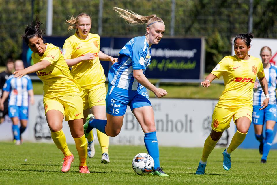 Malene Sørensen scorede to gange, men alligevel måtte FC Thy-Thisted Q rejse hjem fra Køge uden point. <i>Arkivfoto: Torben Hansen</i>