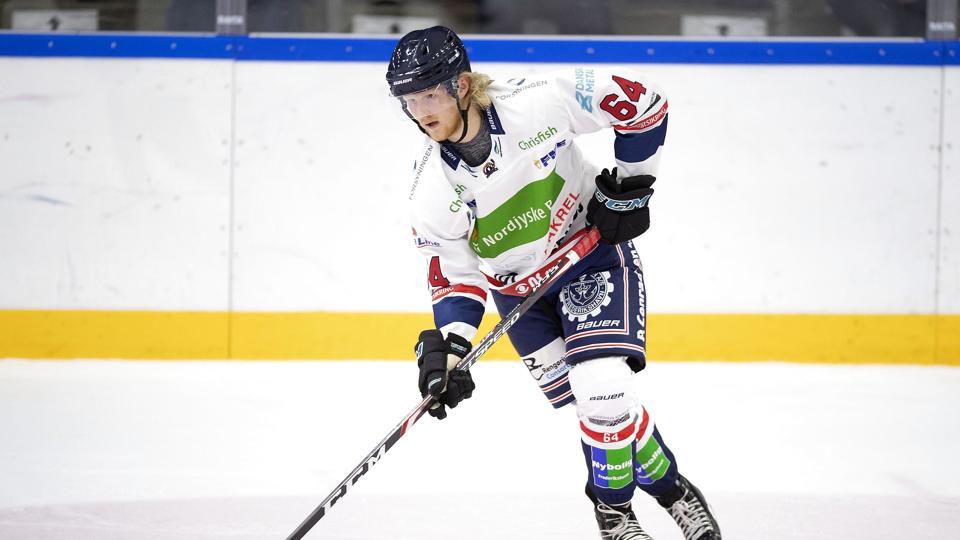 Joachim Blichfeld vendte i 2020/21-sæsonen for en kort bemærkning hjem til Frederikshavn for at spille, mens den amerikanske liga var sat i bero på grund af coronapandemien. <i>Arkivfoto: Thomas Sjoerup/Ritzau Scanpix</i>