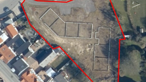 Den nye lokalplan er for det markerede område. Byggeriet ønsket opført i to etager og derfor er det nødvendigt med en ny lokalplan. <i>Kilde: Hjørring Kommune</i>