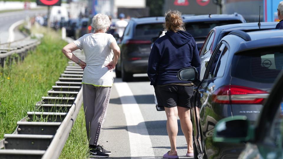 Storebæltsbroen blev spærret for alle andre midt på eftermiddag lørdag, da henved 16.0000 deltagere i motionscykelløbet Tour de Storebælt krydsede forbindelsen. <i>Claus Fisker/Ritzau Scanpix</i>