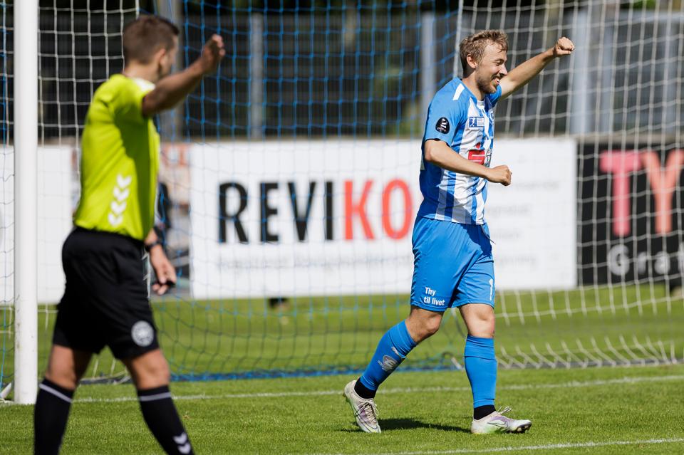 Mikkel Agger og holdkammeraterne i Thisted FC åbner sæsonen med en hjemmekamp mod Aarhus Fremad. <i>Arkivfoto: Henrik Bo</i>