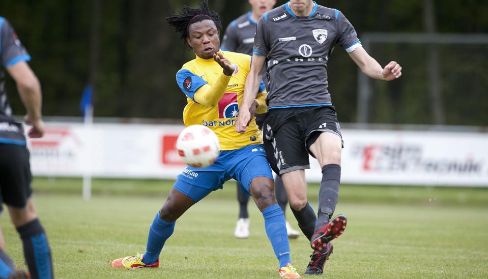 Adeshina Lawal manglede skarpheden på de chancer, der tilbød sig mod FC Vestsjælland. Foto: Torben Hansen <i>Foto: Torben Hansen</i>