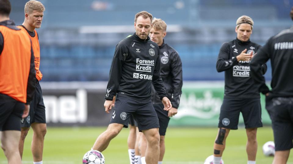 Christian Eriksen er ikke at finde i Danmarks startopstilling. <i>Thomas Sjørup/Ritzau Scanpix</i>