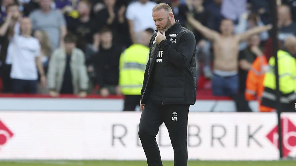 Derby fik undervejs i 2021/22-sæsonen fratrukket 21 point på grund af klubbens økonomiske problemer. Som følge deraf rykkede holdet ned i den tredjebedste engelske fodboldrække, League One. (Arkivfoto). <i>Simon Bellis/Ritzau Scanpix</i>